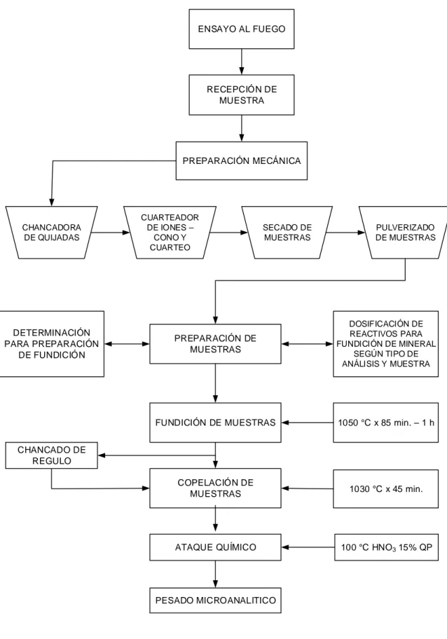 Figura 3.1: Diagrama de flujo para la determinación de Au y Ag en minerales