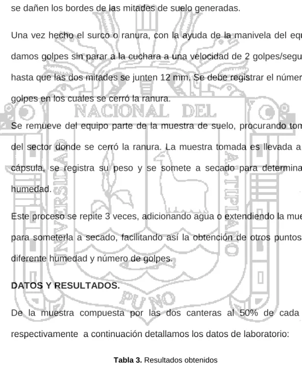 Tabla 3. Resultados obtenidos 