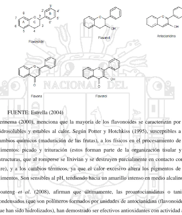 Fig. 3: Flavonoides. Estructura básica y tipos 