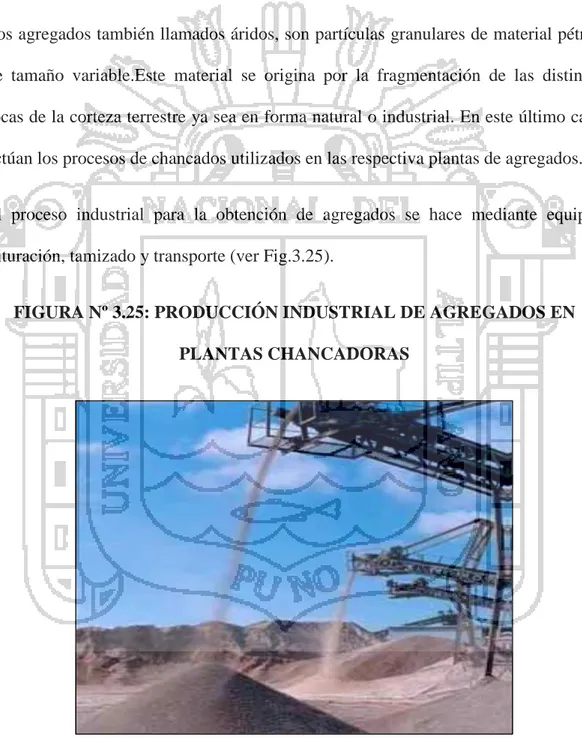 FIGURA Nº 3.25: PRODUCCIÓN INDUSTRIAL DE AGREGADOS EN  PLANTAS CHANCADORAS 