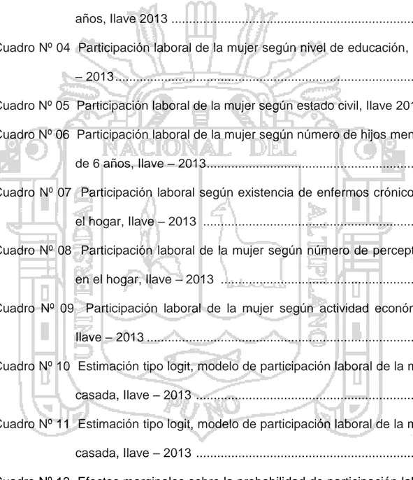 Cuadro Nº 01  Definición de variables  .............................................................