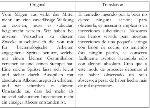 Table 5. Fragment 2 of Koch (1890: 1079) 