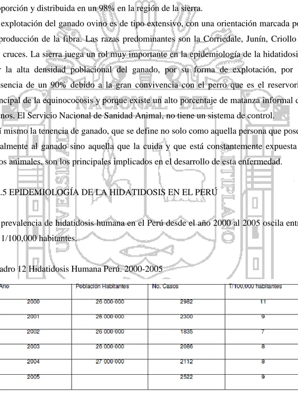 Cuadro 12 Hidatidosis Humana Perú. 2000-2005 