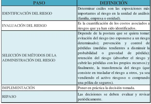 Tabla 7 -Dimensiones de la transferencia del riesgo 