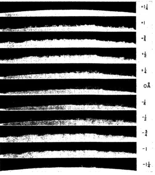 Figure 6: Observations of spicules through a tunable Zeiss H α filter. Source: R. B. Dunn [5].