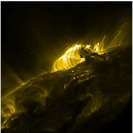 Figure 4: Magnetic loops observed by the Transition Region and Coronal Explorer (TRACE) [18].