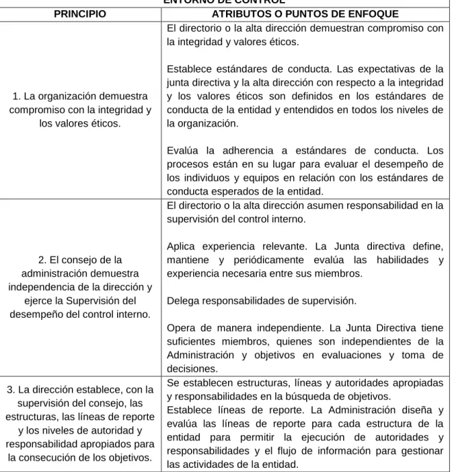 Cuadro 2. Atributos del componente entorno de control  