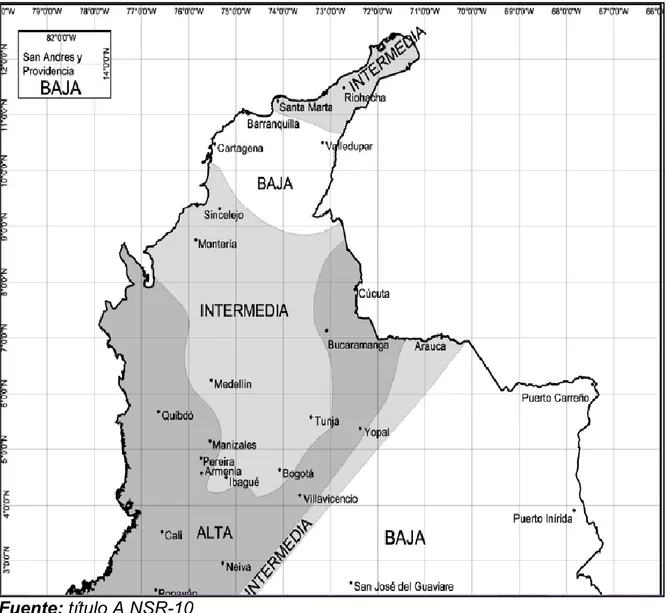 FIGURA 2: Zonas de amenazas sísmicas 