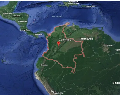 Ilustración 1. Localización de la ubicación del proyecto por medio de Google Earth  de Colombia 