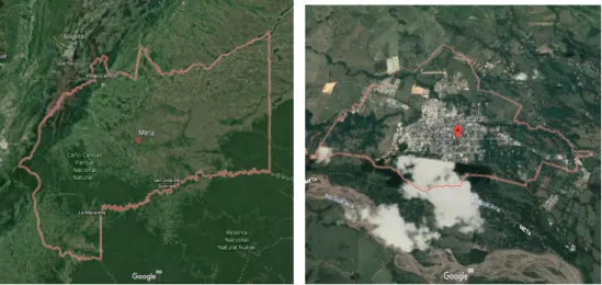 Ilustración 2. Localización de la ubicación del proyecto por medio de Google Earth  de Restrepo y Cumaral Meta 