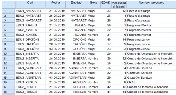 Figura 8. Tabla de datos en SPSS. 