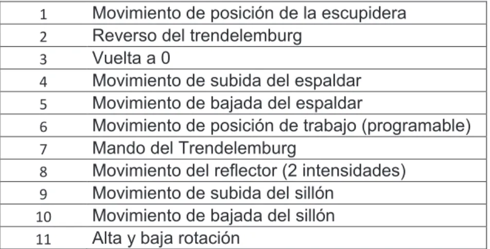 Tabla 1 – Descripción del comando de Pie. 