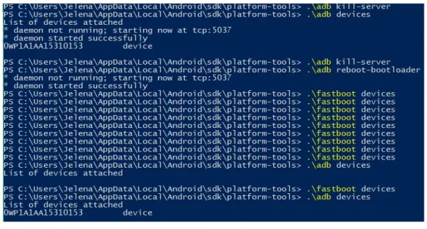 Figure 2: The Glass has not entered properly into Bootloader mode