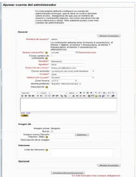 Figura 2. 35: Configuración de Cuenta Administrador. 