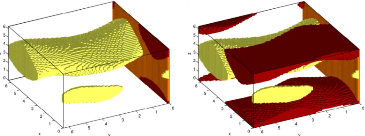 Figure 1.4: Three-dimensional almost invariant sets extraction from a theoretical flow