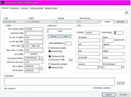 Figura 3.3  Configuración de parámetros del móvil  