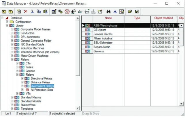 Figura 3.2 Fabricantes de relés de sobrecorriente en PowerFactory de DIgSILENT. [10] 