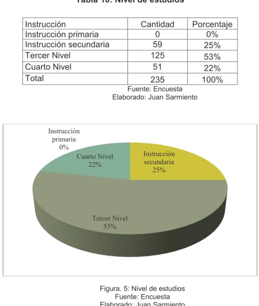 Tabla 10: Nivel de estudios 