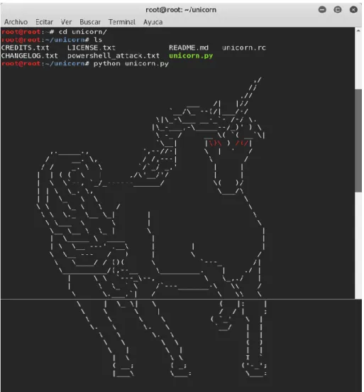 Figura 2.26: Interfaz de ejecución de unicorn. 