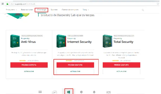 Figura 2.37: Descarga de la prueba gratuita de Kaspersky Internet Security 18.2 [118]