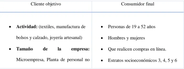 Tabla 2 Segmento Cliente y consumidor 