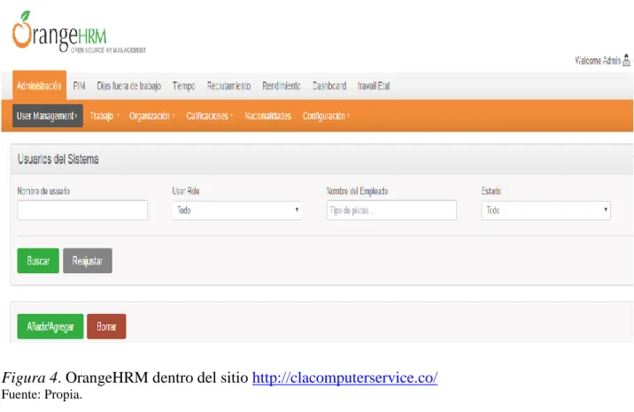 Tabla 1 Comparativo de productos OrangeHRM 