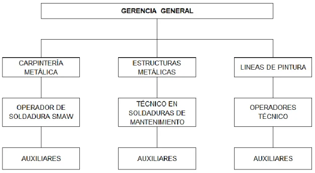 Figura 4. Organigrama MANTENIMIENTOS Y SUMINISTROS DEL SUR 