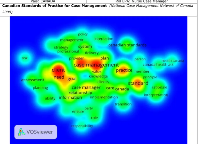 Tabla 19: Documentación de mapas de competencias para el rol Nurse Case  Manager en Canadá