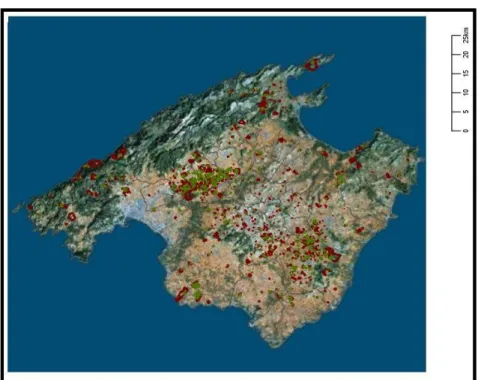 Figure 9. Smallholdings and enclosures geographical distribution in Mallorca (2018)    