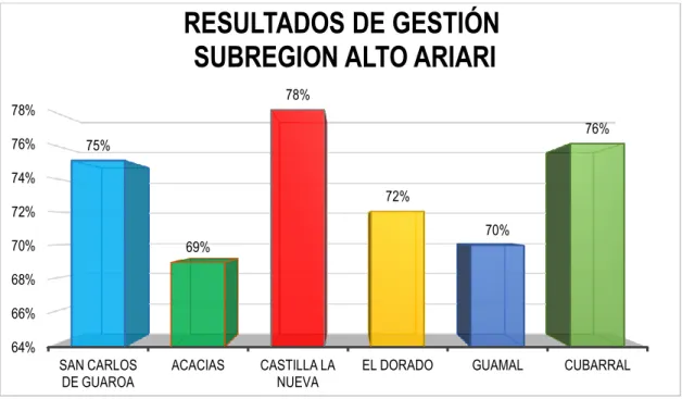 Figura 12. Resultados de gestión subregión Alto Ariari 