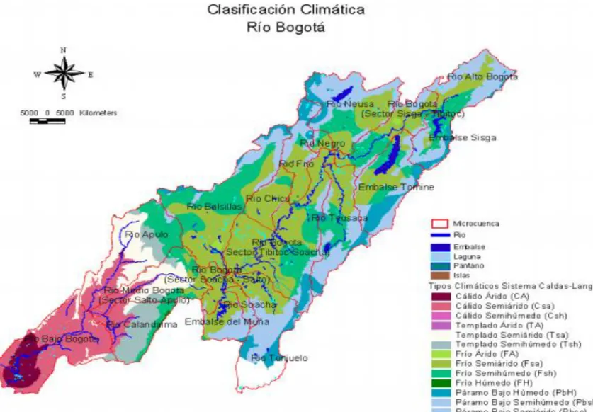 Figura 10. Mapa de la Clasificación Climática de la cuenca del río Bogotá. POMCA, Río Bogotá (2019)