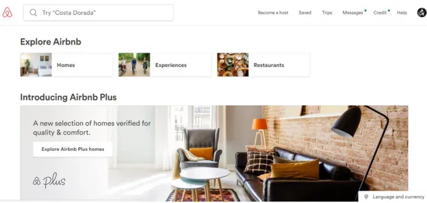 Figure 3. Main page that appear at Airbnb.com by Airbnb. Copyright 2018 by Airbnb