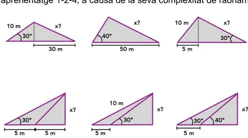 Figura 12 - Triangles proposats per determinar si es possible calcular la “x” 