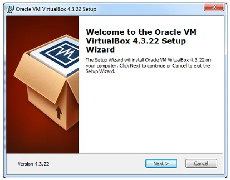 Figura 1. Pantalla inicial de instalación del VirtualBox. Imagen obtenida durante el  proceso de instalación de Virtual Box