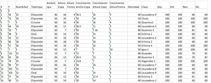 Figura 2. Formato de archivo para ingresar datos al sofware 