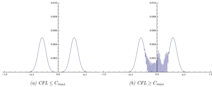 Figure 5.4: Snapshots of the evolution of the initial Gaussian at a certain value of t