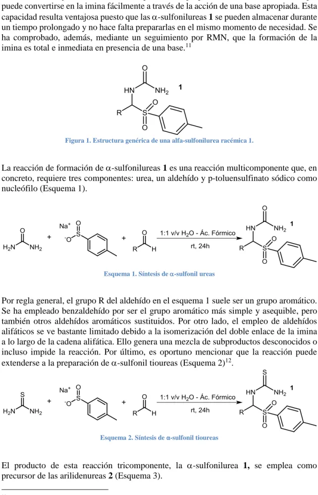 Figura 1. Estructura genérica de una alfa-sulfonilurea racémica 1. 