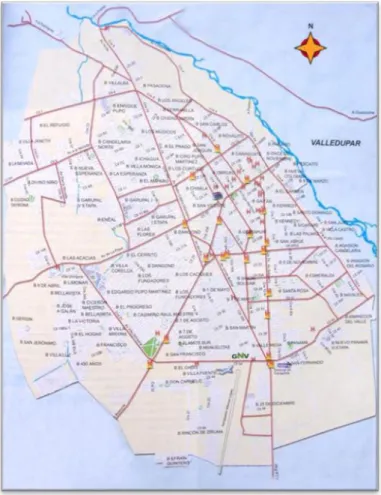 Figura 1. Mapa de Valledupar - Cesar, Colombia 