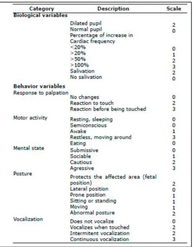 Figura 8. Escala de Melbourne. Assessment of pain in dogs: veterinary clinical  studies