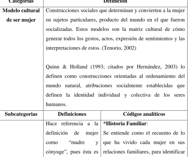 Tabla 2. Categorías de Análisis. 