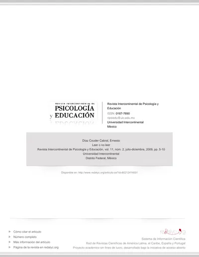 Revista Intercontinental De Psicología Y Educación ISSN: Universidad ...