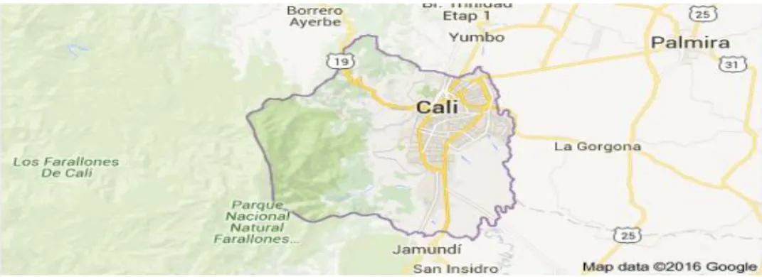 Figura 1.  Mapa de la ciudad de Cali  