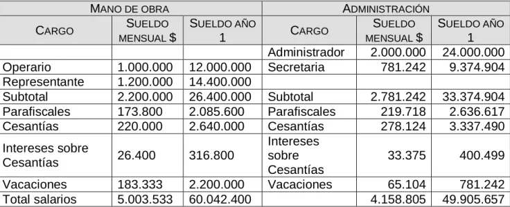 Tabla 4. Plan de producción.  