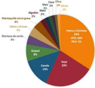 Figura 9. Participación aceites mercado internacional  (FEDEPALMA, 2016) 