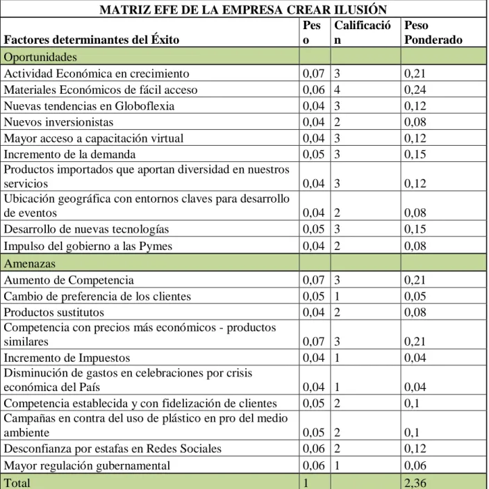 Cuadro 2. Matriz EFE 