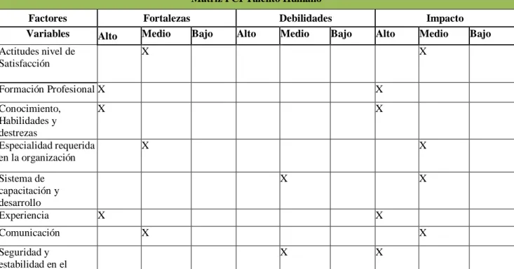 Cuadro 4: Matriz PCI Talento Humano 