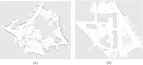 Figure 1.2: Example of metric map generated using a laser range finder. (a) Resulting map using raw sensor data