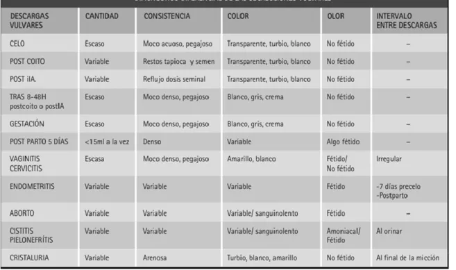 Tabla 3: Tipos de secreciones vulvares 