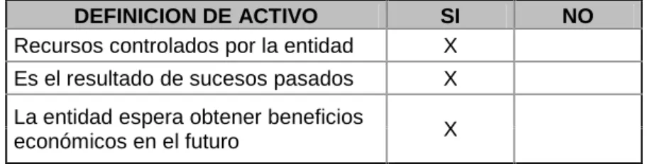Cuadro 6. Composición definición de activo.