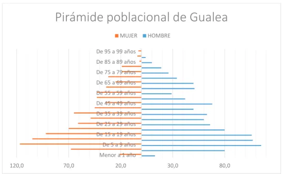GRÁFICO 4.1. PIRÁMIDE POBLACIONAL DE GUALEA 